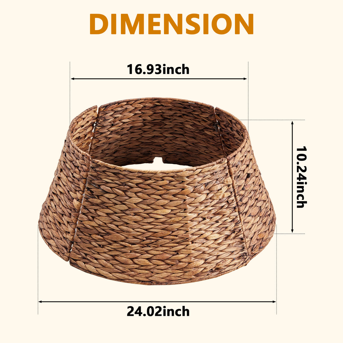 Aeelleea brown 24IN Christmas Tree Collar Rattan Tree Skirt Stand Base Cover for Holiday Decor