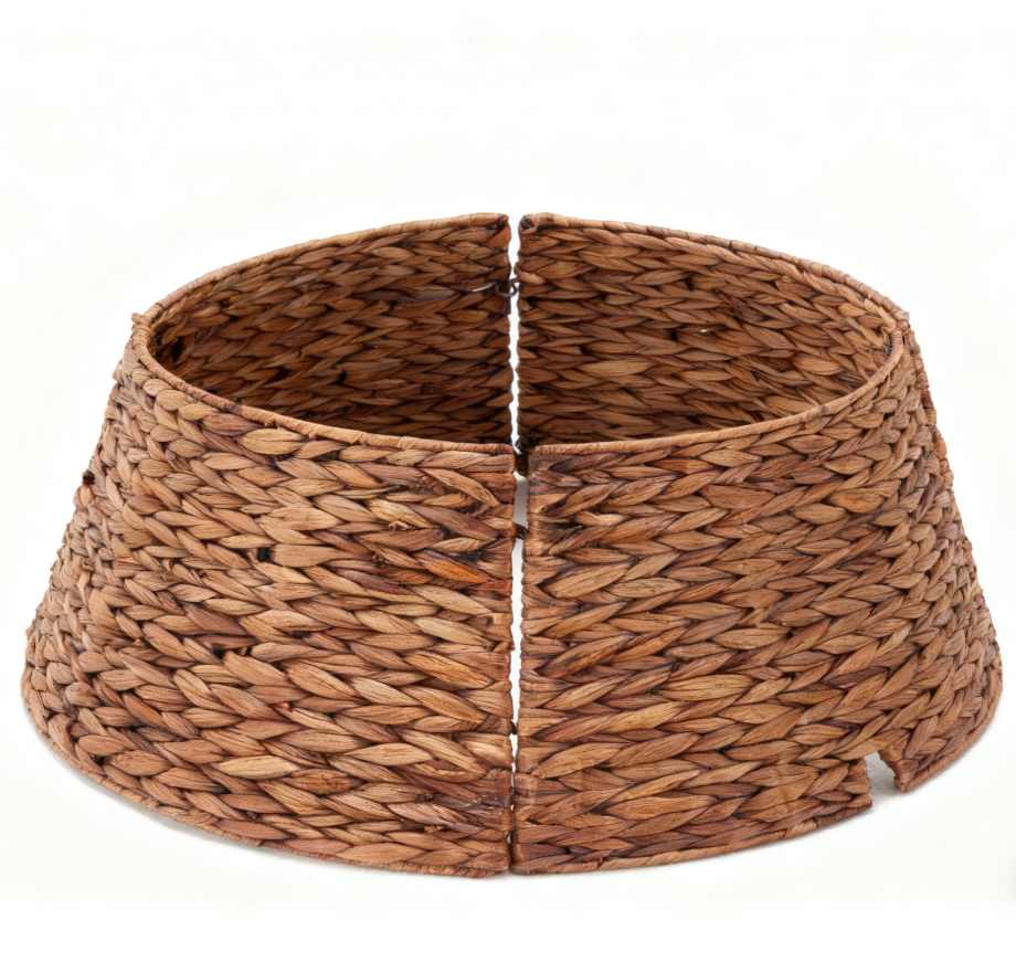 Aeelleea brown 24IN Christmas Tree Collar Rattan Tree Skirt Stand Base Cover for Holiday Decor
