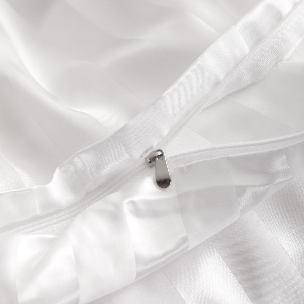 Aeelleea Satin Duvet Cover Set, Luxuriously Silky 3-Piece Bedding, White or Champagne