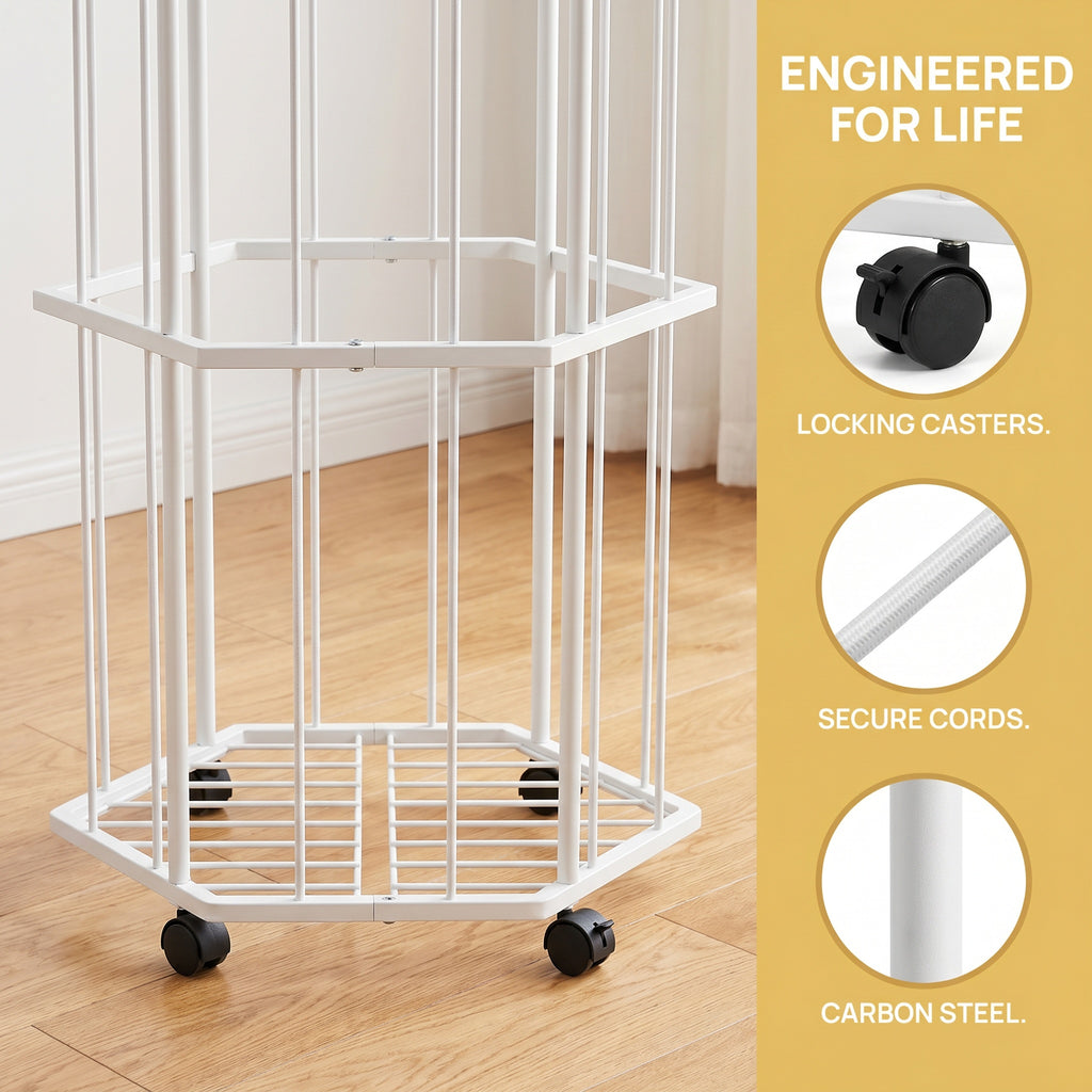 Aeelleea 360° Rotating Plush Toy Storage Rack, Metal Stuffed Animal Organizer for Kids Room
