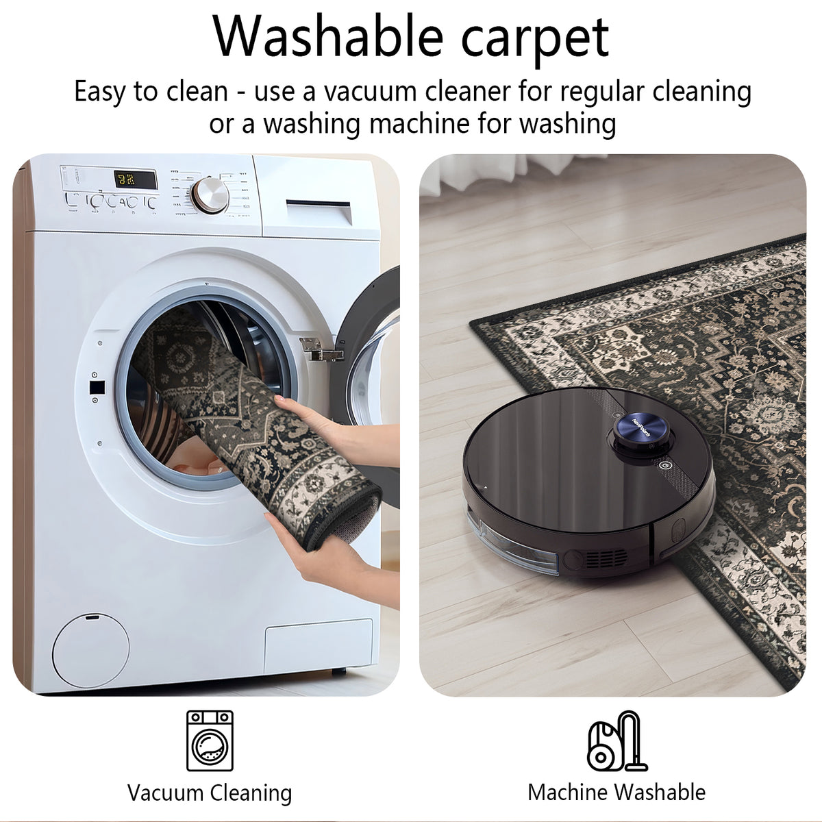 Aeelleea Washable Bohemian Kitchen Rug Set of 3, Anti-Slip Cotton Blend Mats, 20x59