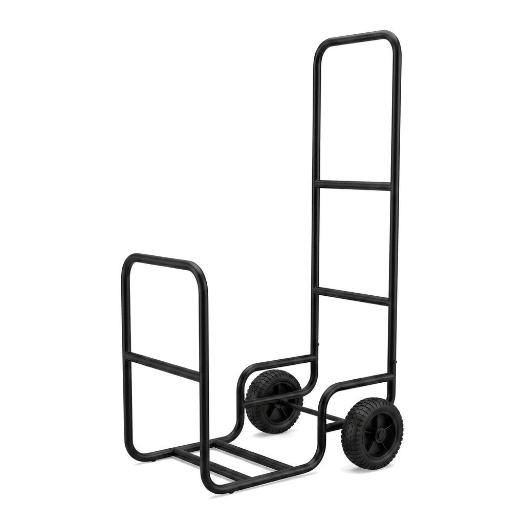 Aeelleea Heavy-Duty Rolling Firewood Rack, Metal Log Cart with Wheels, Portable Firewood Storage