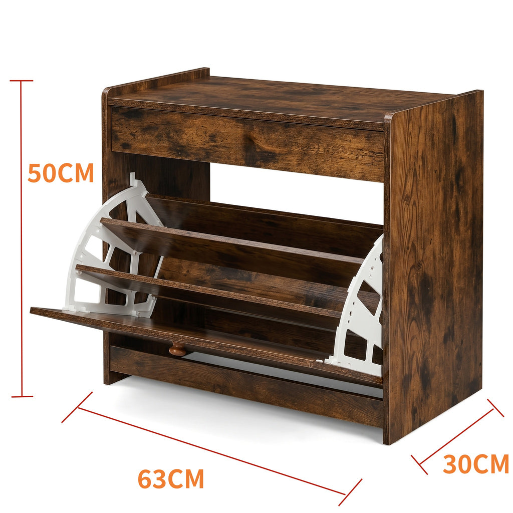 Aeelleea 3-Drawer Flip-Down Shoe Cabinet, Slim Space-Saving Entryway Storage, 25.6 x 16.7 x 4.3 In