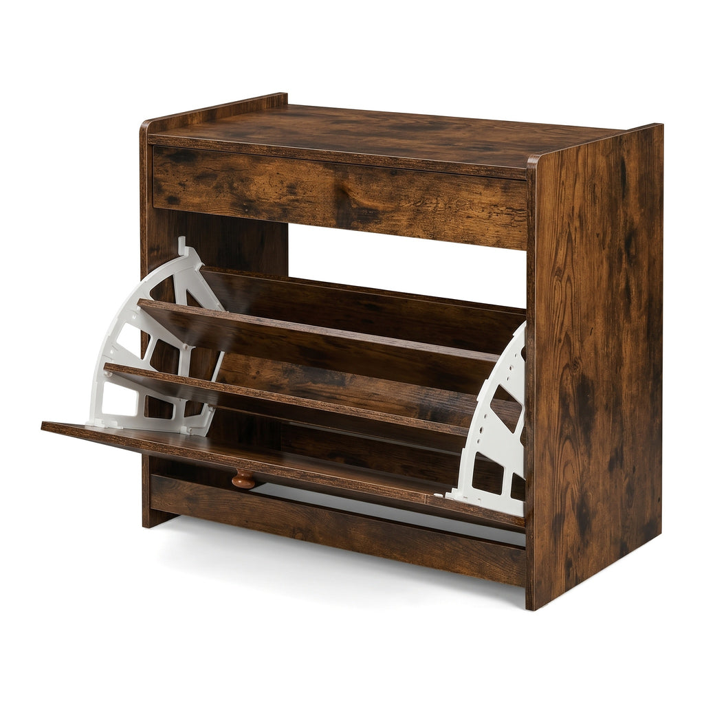 Aeelleea 3-Drawer Flip-Down Shoe Cabinet, Slim Space-Saving Entryway Storage, 25.6 x 16.7 x 4.3 In