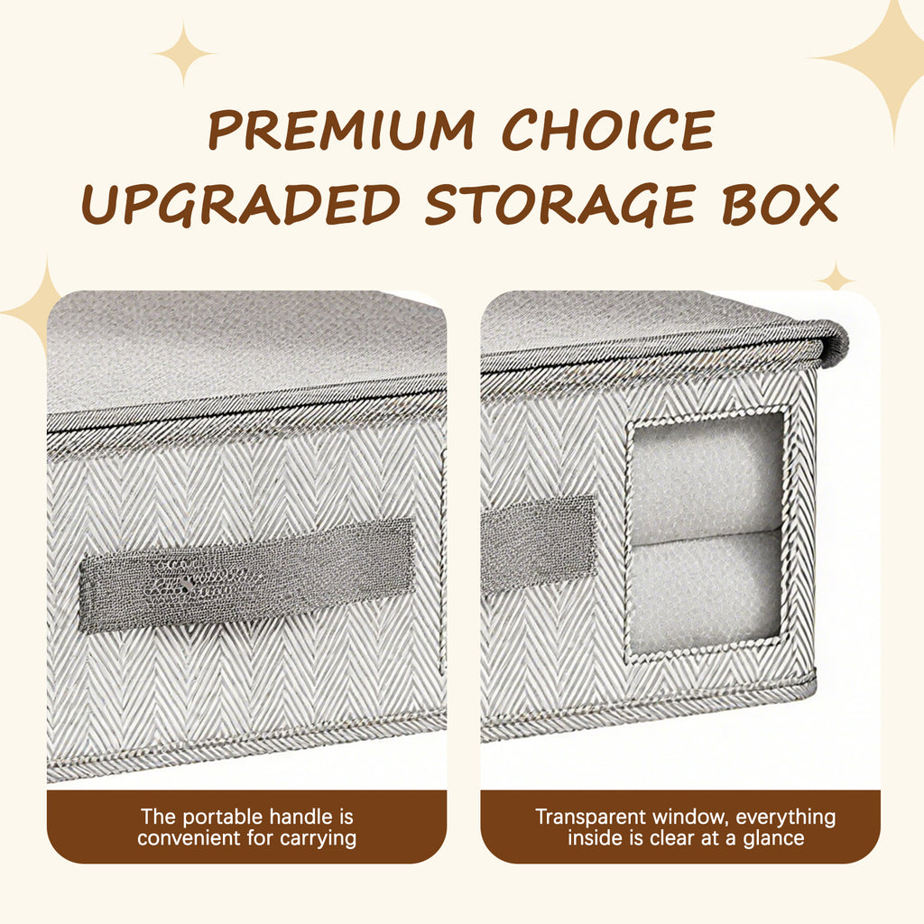 Nonwoven Bedding Storage Box with Removable Lid and Clear Window, Clothes Organizer for Sheets, Pillowcases, Socks, Underwear, Storage Bin