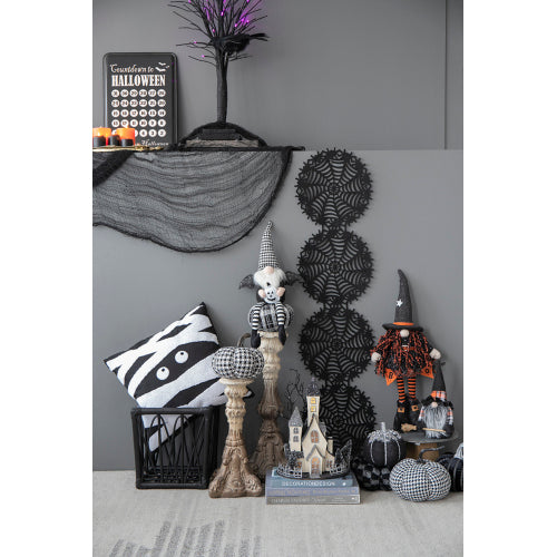 Lighted Haunted House Halloween Decor, Battery Powered Cardboard Spooky House, 10x8.3x13.5 Inch Black Beige Tabletop Ornament for Holiday Party Decoration