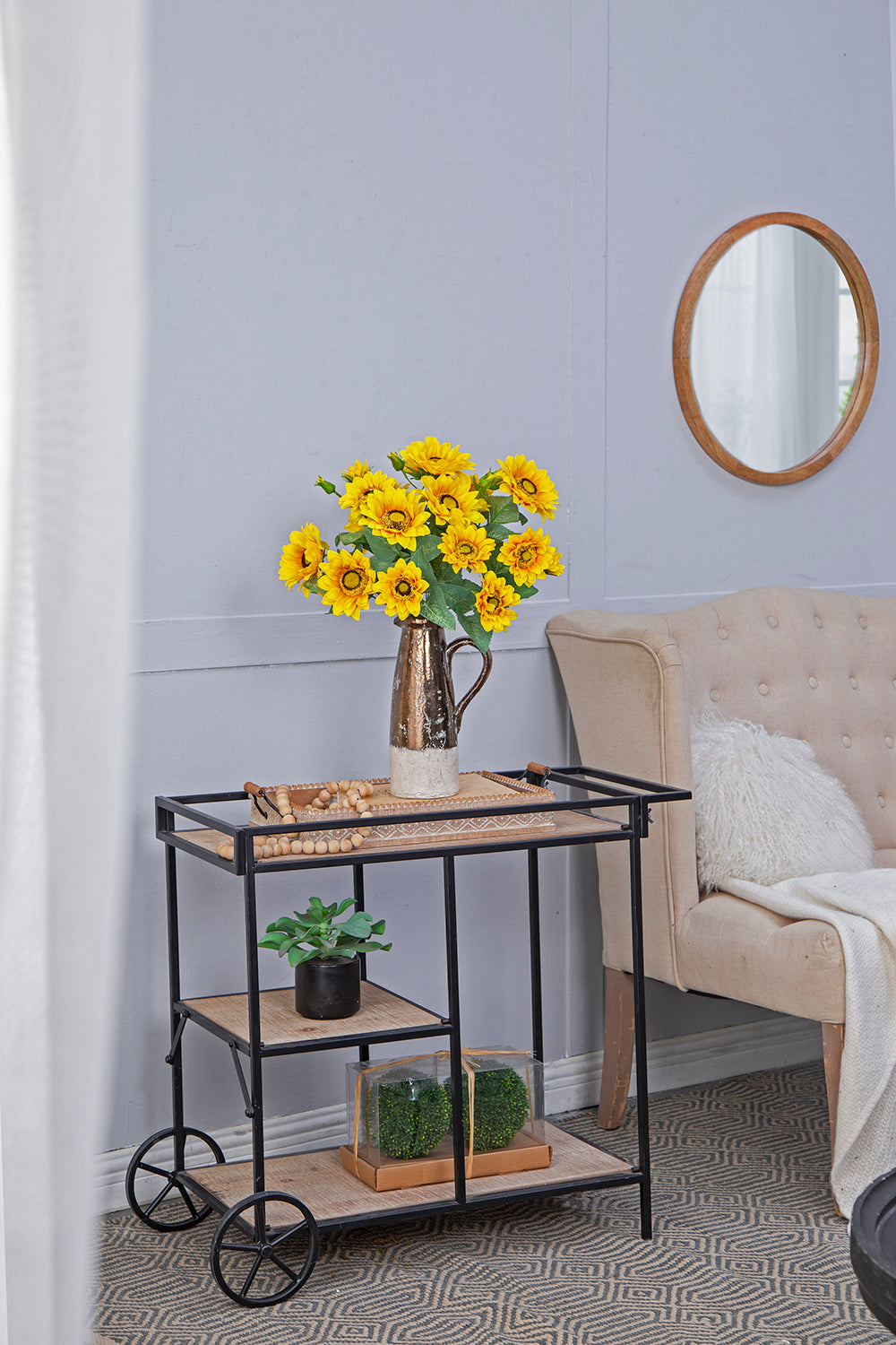 10.2 x 11 x 18.9"H Artificial Yellow Sunflower BushX9,4 Pack