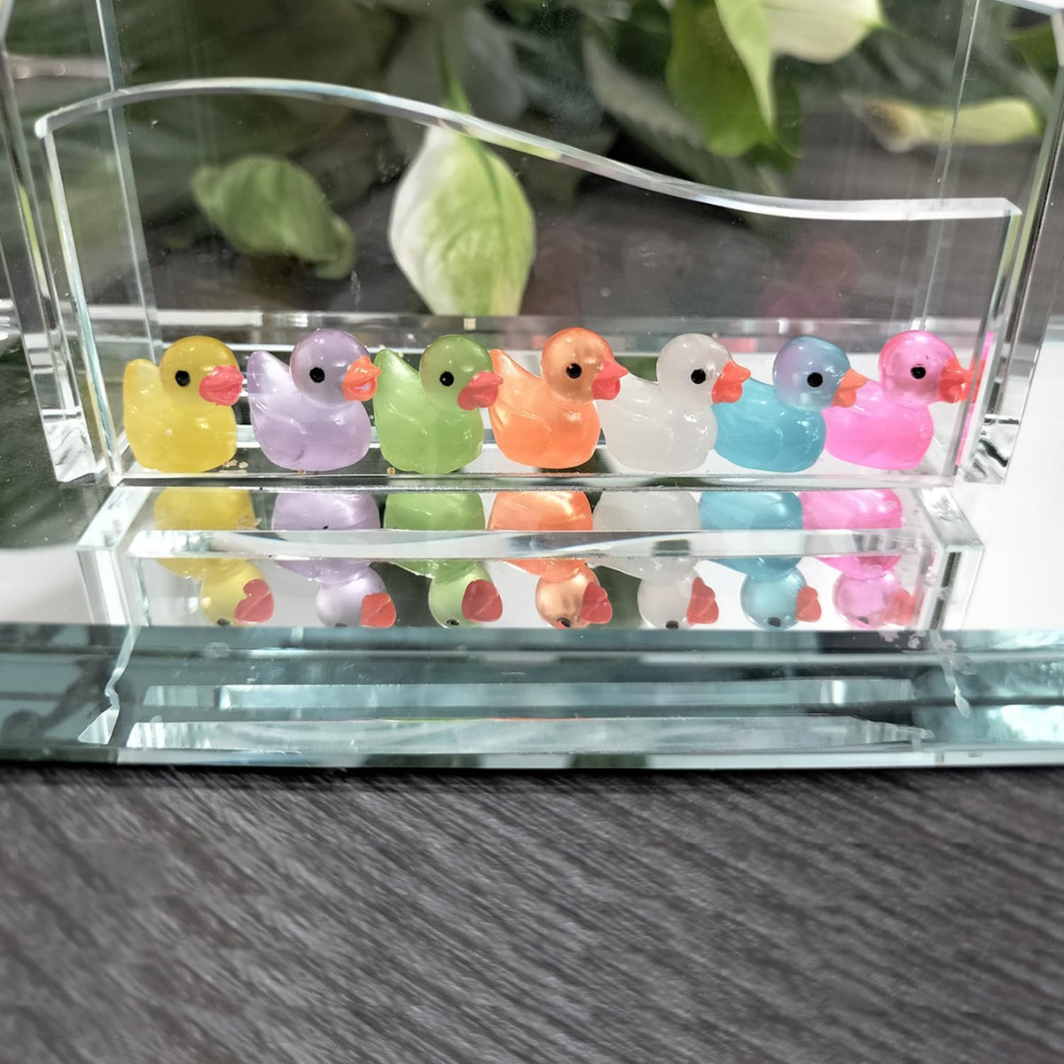 50 Pcs Mini Resin Ducks Luminous Tiny Ducks Miniature Duck Glow in The Dark for DIY Garden Dollhouse Duck Accessories