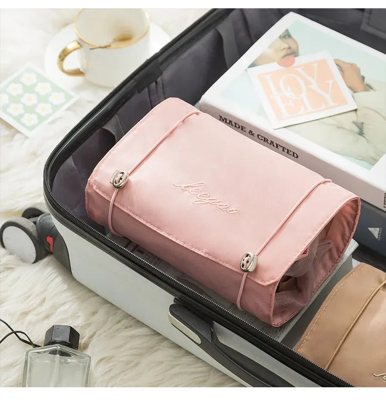 4-in-1 Multifunctional Makeup Storage Bag, Portable Hanging Toiletry Bag with 4 Removable Compartments, Water-resistant Travel Cosmetic Organizer for Business Trip & Home Use
