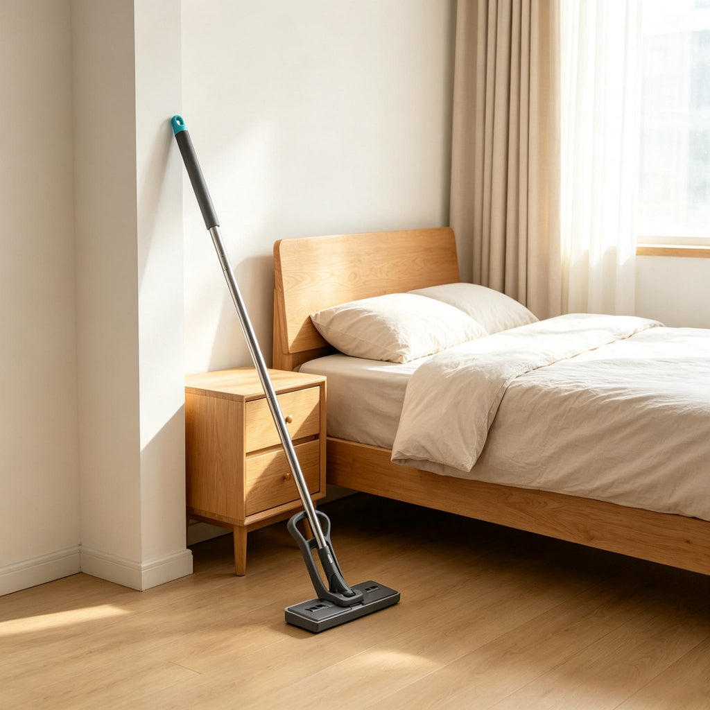 Self Wringing Sponge Mop, Stainless Steel Adjustable Handle, Hands Free Floor Mop for Hardwood Tile Marble Bathroom Kitchen Cleaning