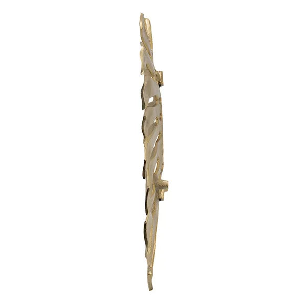 Gold Monstera Leaf Wall Decor 18.9×13.4×1.4 Inch, Aluminum Tropical Leaf Wall Art, Dual-use Wall Hanging & Tabletop Display