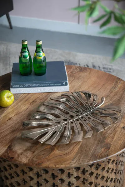 Gold Monstera Leaf Wall Decor 18.9×13.4×1.4 Inch, Aluminum Tropical Leaf Wall Art, Dual-use Wall Hanging & Tabletop Display