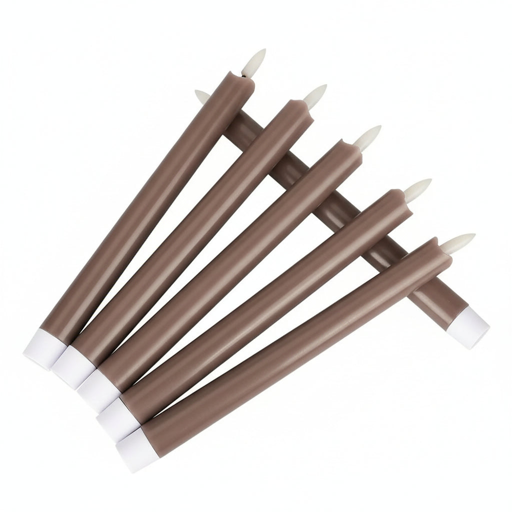Flameless Gray Taper Candles Flickering with 10-Key Remote, LED Warm 3D Wick Light Window Candles Real Wax Pack of 6, Christmas Home Wedding Decor