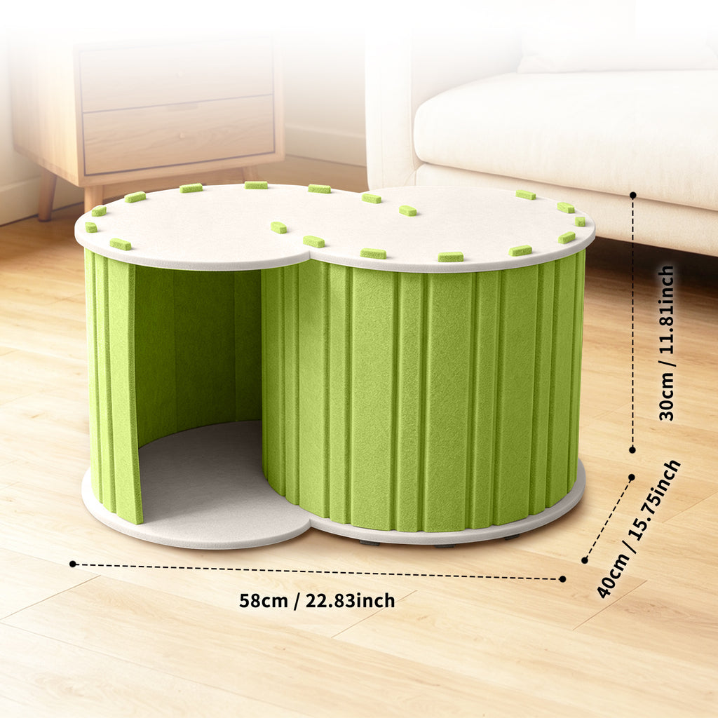 Cat Tunnel Bed with Hideaway House, Collapsible Indoor Cat Play Tunnel for Resting and Playing, Enclosed Pet Nest for Cats Kittens and Small Animals