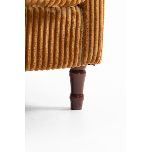 AEELLEEA Mid Century Corduroy Accent Chair, Armchair with Solid Wood Legs & Side Pocket