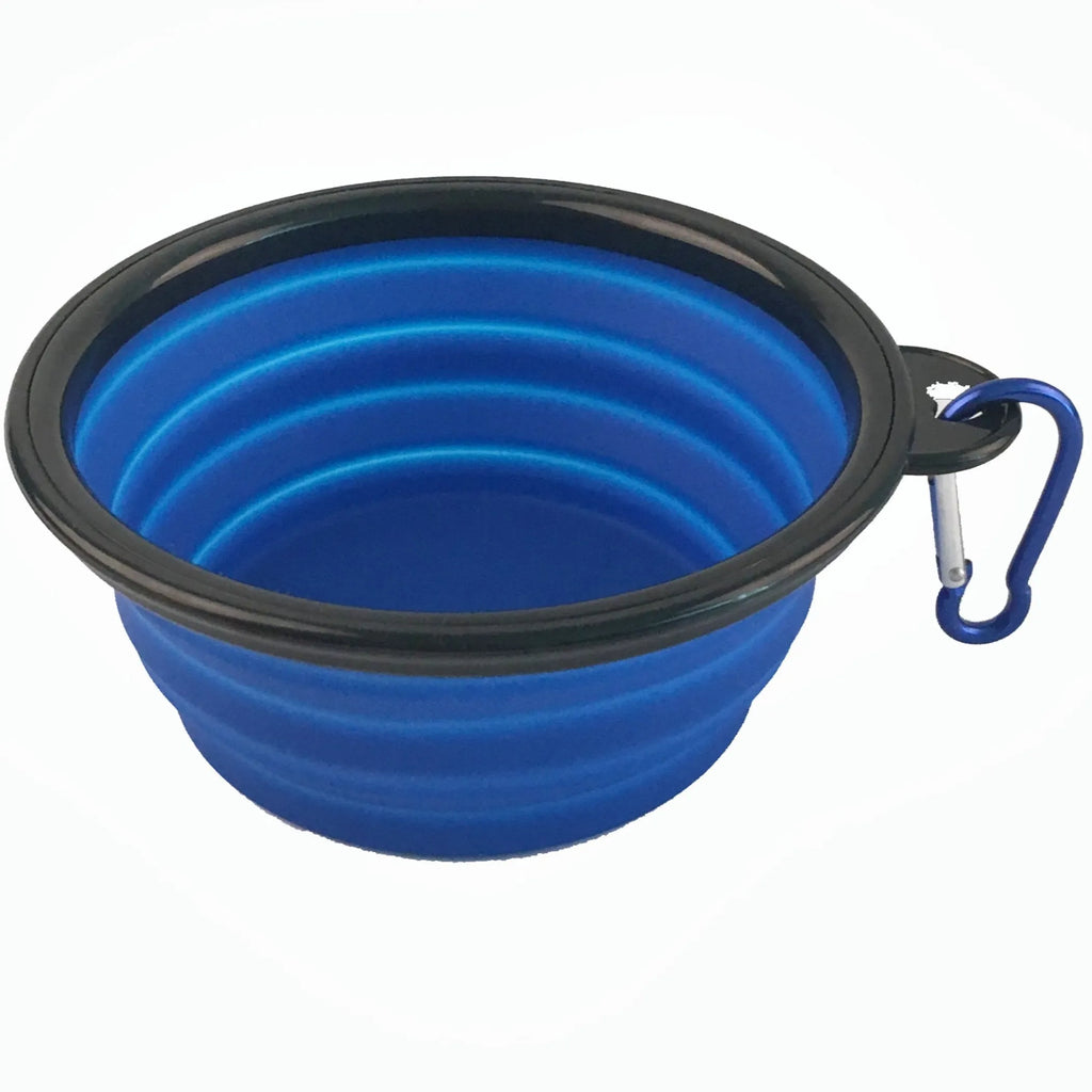 Blue Silicone Collapsible Pet Travel Bowl, Portable Foldable Dog Cat Feeding Water Bowl for Outdoor Camping Walking