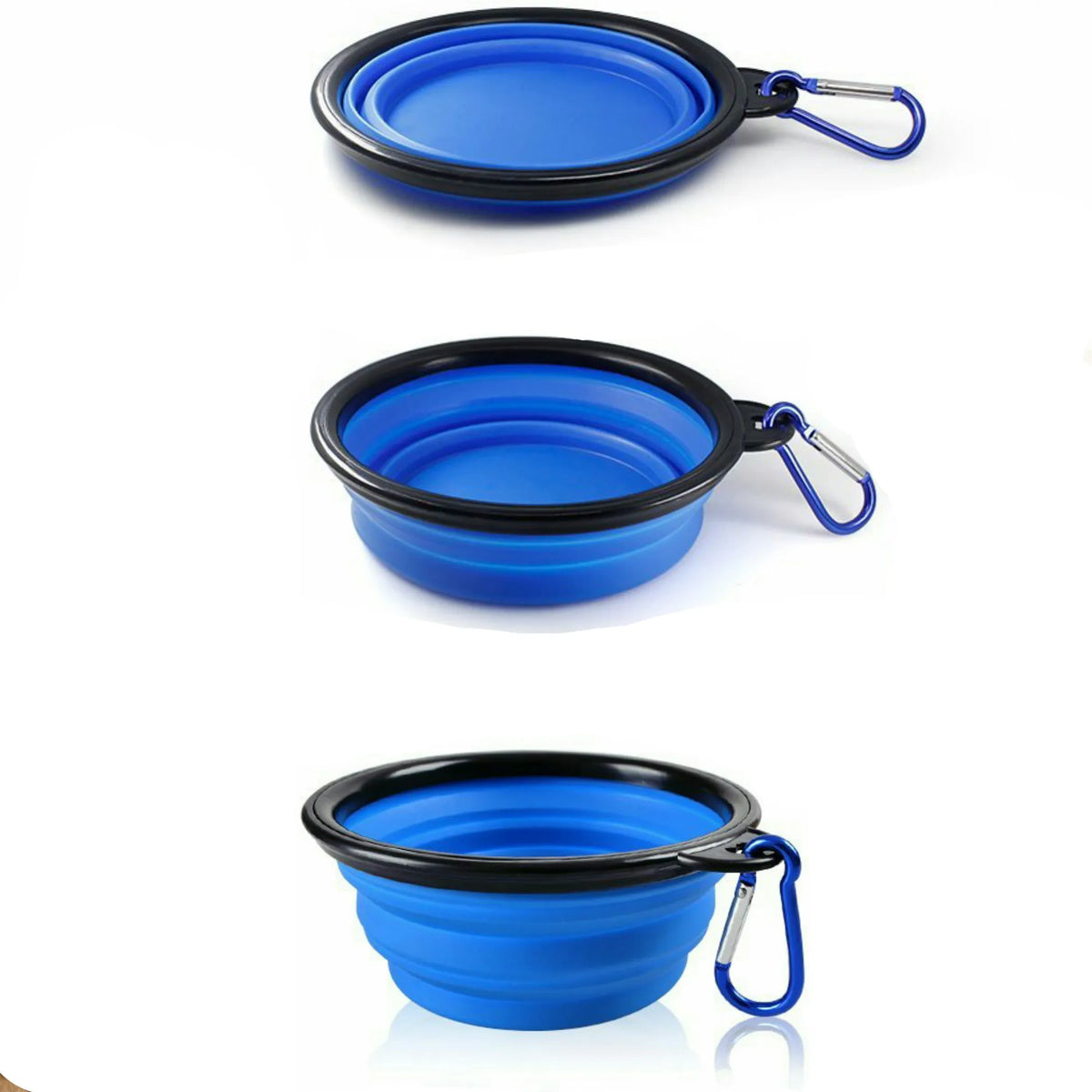 Blue Silicone Collapsible Pet Travel Bowl, Portable Foldable Dog Cat Feeding Water Bowl for Outdoor Camping Walking
