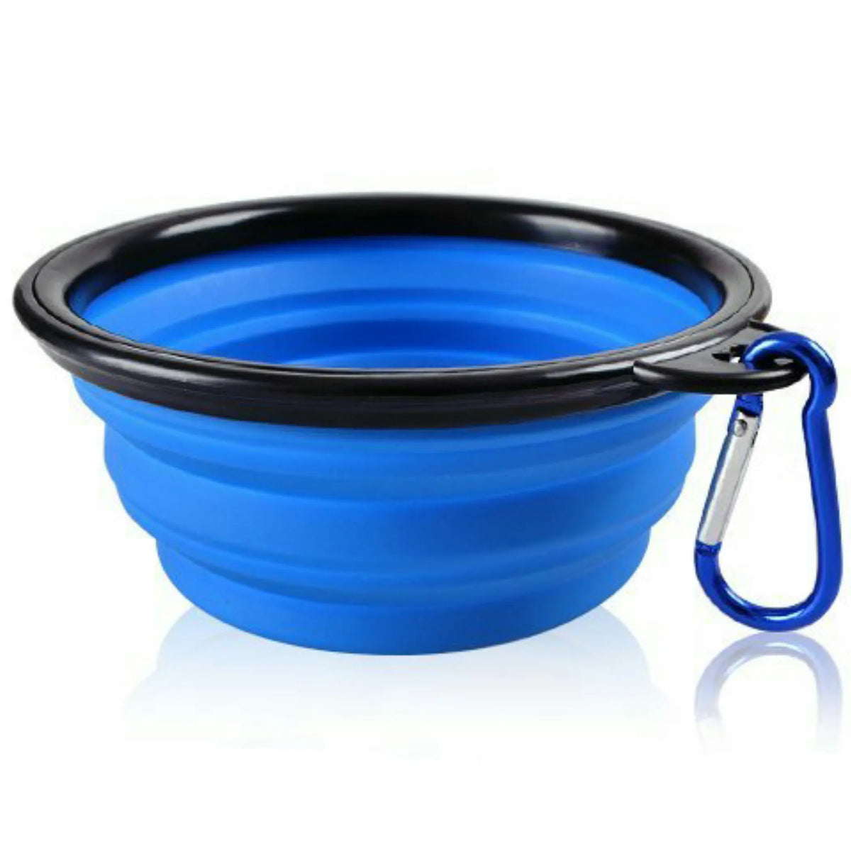 Blue Silicone Collapsible Pet Travel Bowl, Portable Foldable Dog Cat Feeding Water Bowl for Outdoor Camping Walking