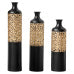 Metal Floor Vases Set of 3, Black Gold Hollow Out Tall Vases 20.8 24.8 28.7 Inch, Modern Ornate Vases for Living Room Entryway