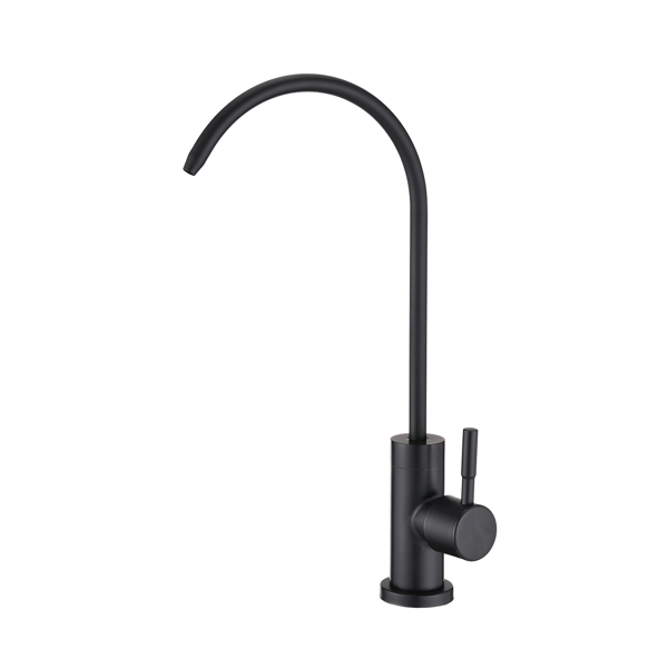 AEELLEEA Drinking Water Faucet, Matte Black Gooseneck RO Water Filter Faucet, 360° Swivel Spout, Single Handle, Stainless Steel