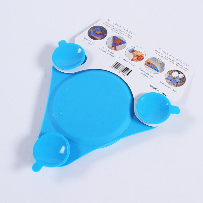 Dog Lick Pad with Strong Suction Cups, Silicone Bath Time Distraction Lick Mat for Pet Grooming & Shower, Blue