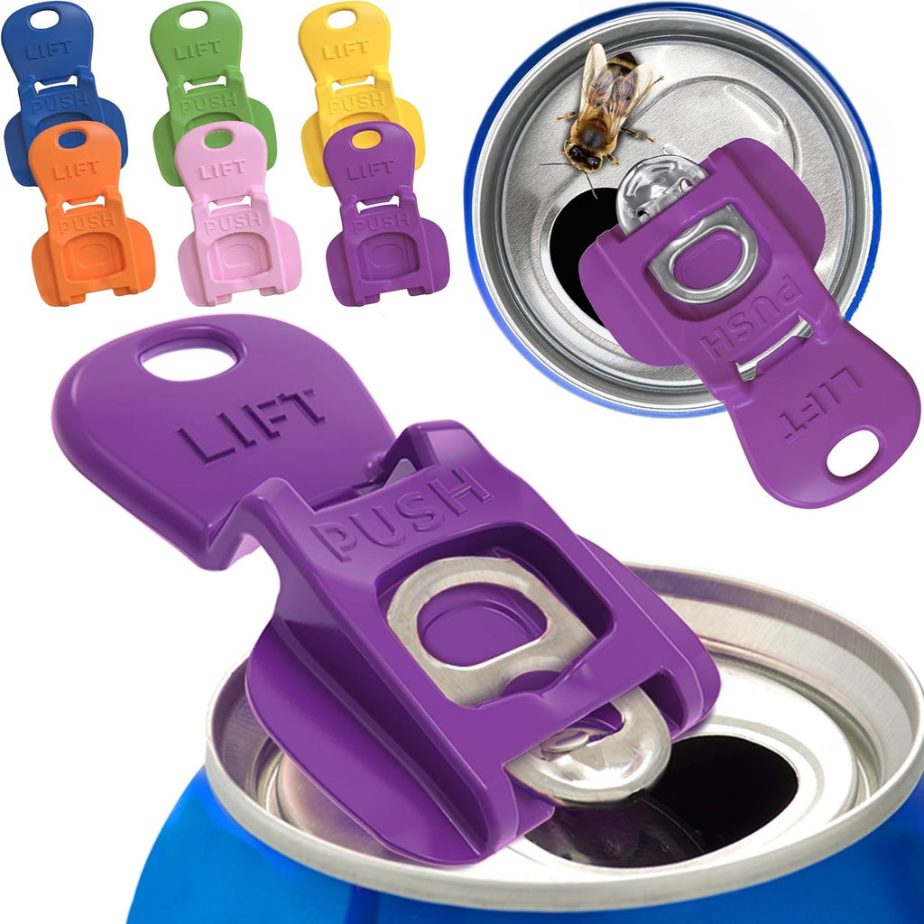 6 Pack Colorful Soda Can Tab Opener & Drink Protector, Reusable Beverage Can Shield Keeps Bees, Bugs & Dust Out, for Beer, Pop, Picnic, BBQ & Camping