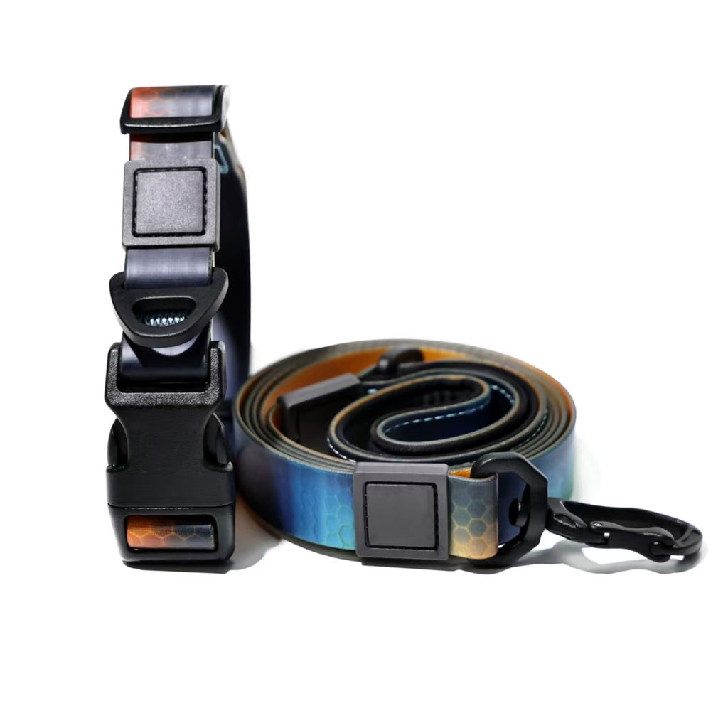 Printed Dog Collar and Leash Set, Adjustable Quick Release Buckle, Heavy Duty Matching Pet Walking Gear for Small Medium Large Dogs