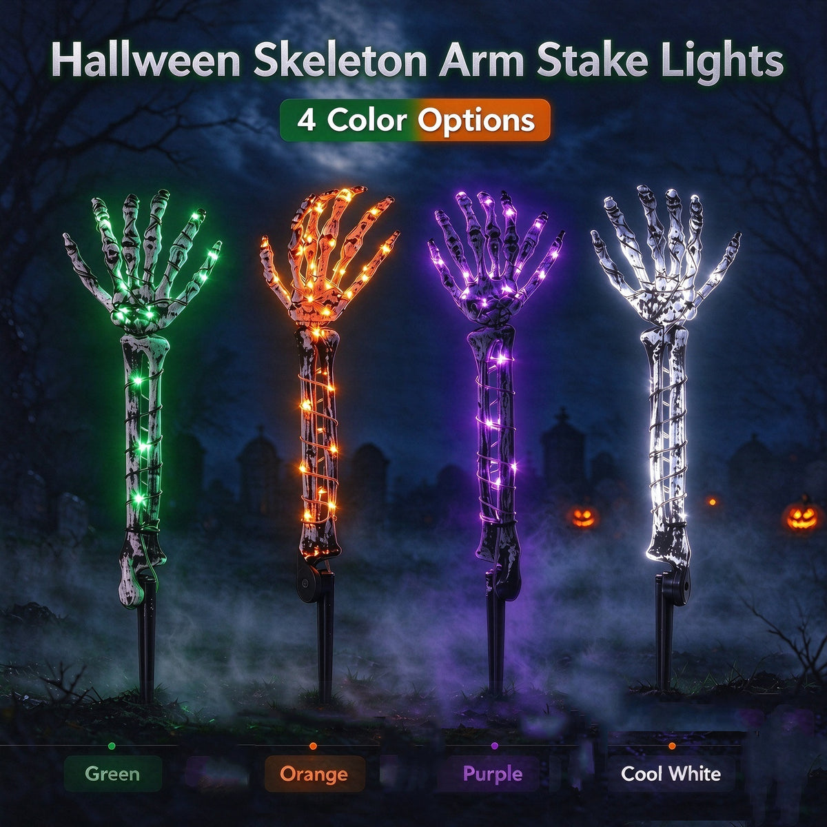 4pcs Skeleton Arms Lights Halloween Decoration