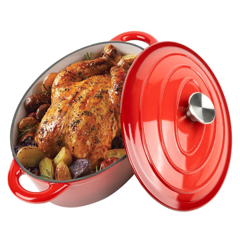 4.5 Quart Enameled Cast Iron Dutch Oven with Lid-Non-Stick Coating, Easy-to-Clean Oven Pot for Bread Baking, Stews, Roasting, Compatible with All Cooktops