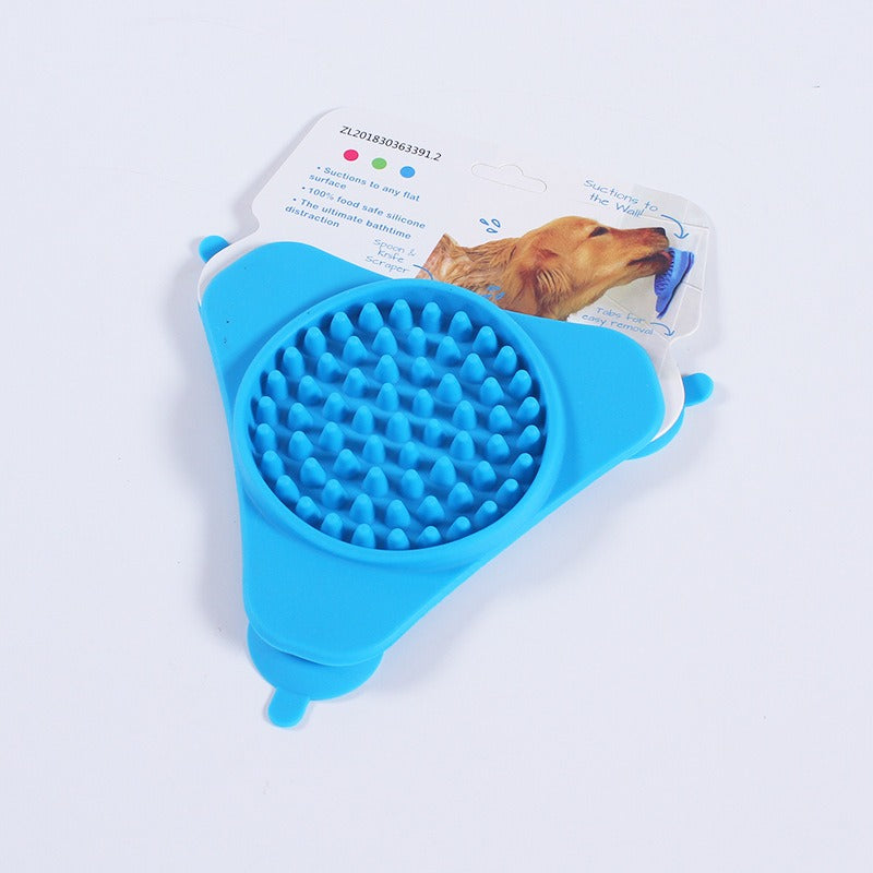 Dog Lick Pad with Strong Suction Cups, Silicone Bath Time Distraction Lick Mat for Pet Grooming & Shower, Blue