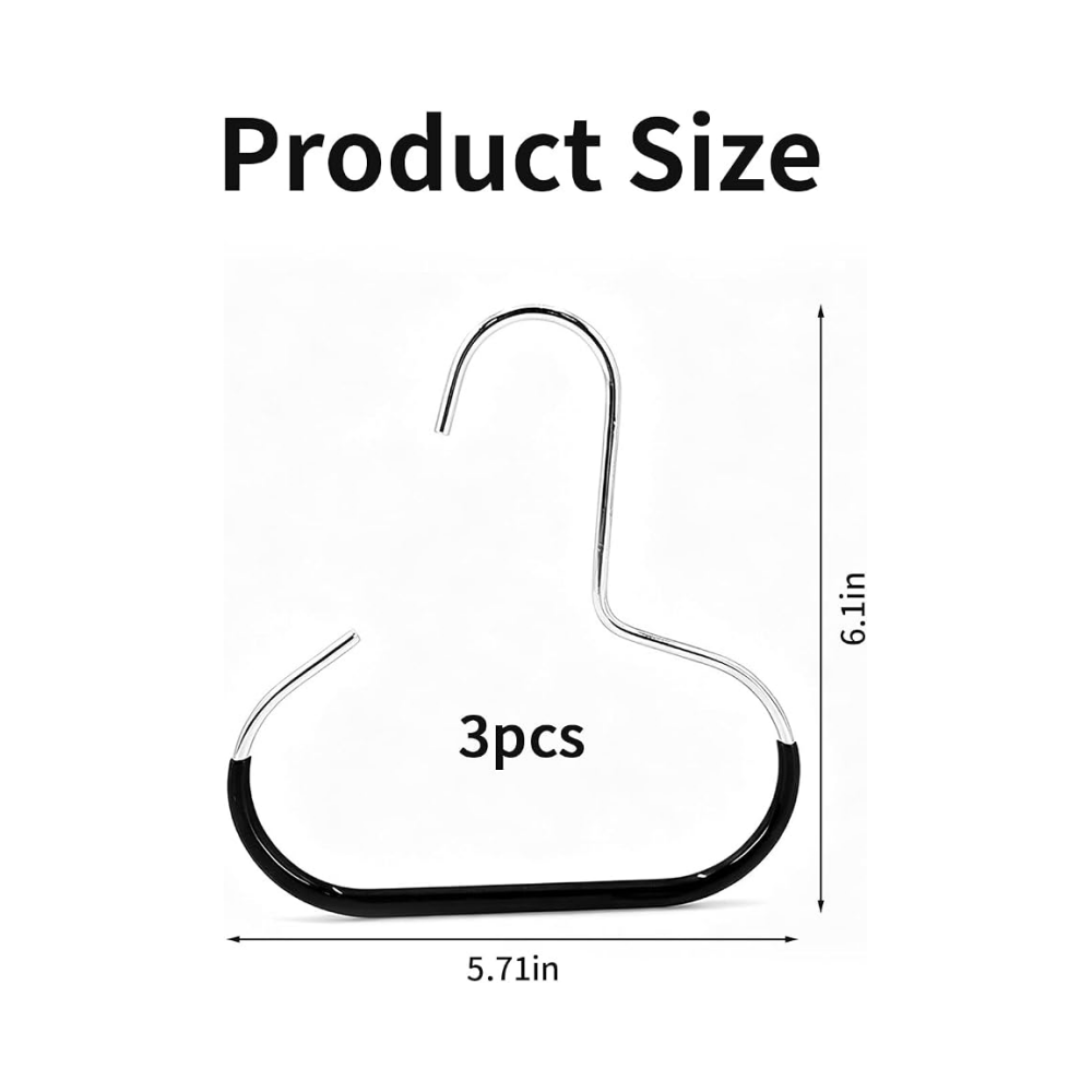 Metal Belt Hanger, Non-Slip Closet Accessory Organizer Hooks for Belts, Scarves, Ties, Handbags, 3 Pack