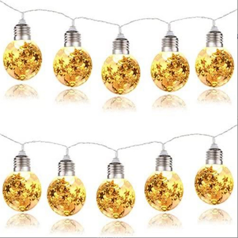 Christmas Gold Foil Globe Bulb LED String Lights, Warm White Fairy Lights for Holiday Xmas Party Indoor Decor