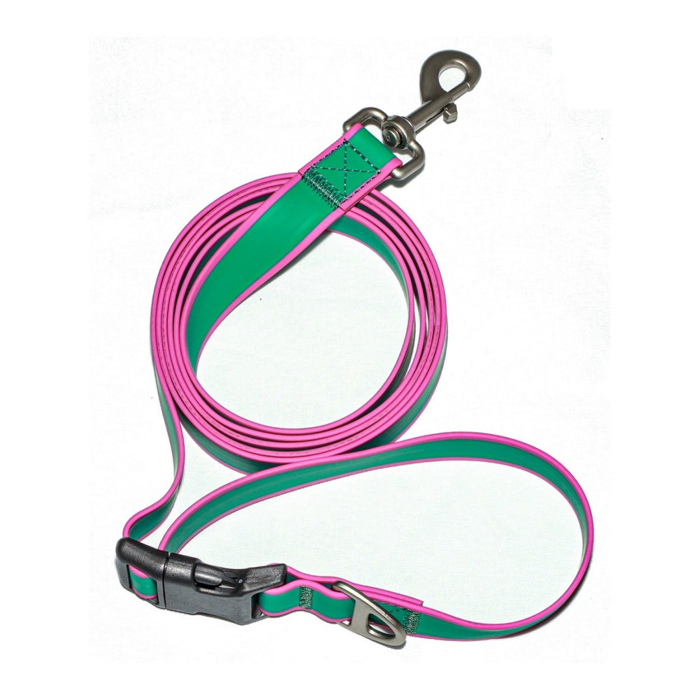 Waterproof PVC Coated Webbing Dog Leash with 360° Swivel Heavy Duty Zinc Buckle, Durable Pet Walking Training Lead for Medium Large Dogs, Multiple Bright Color Options