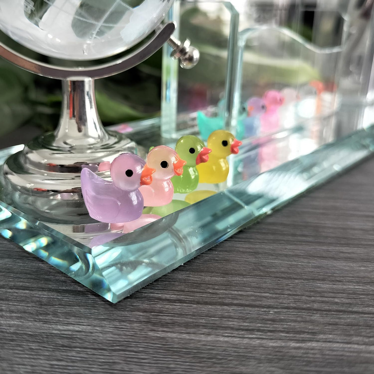 50 Pcs Mini Resin Ducks Luminous Tiny Ducks Miniature Duck Glow in The Dark for DIY Garden Dollhouse Duck Accessories