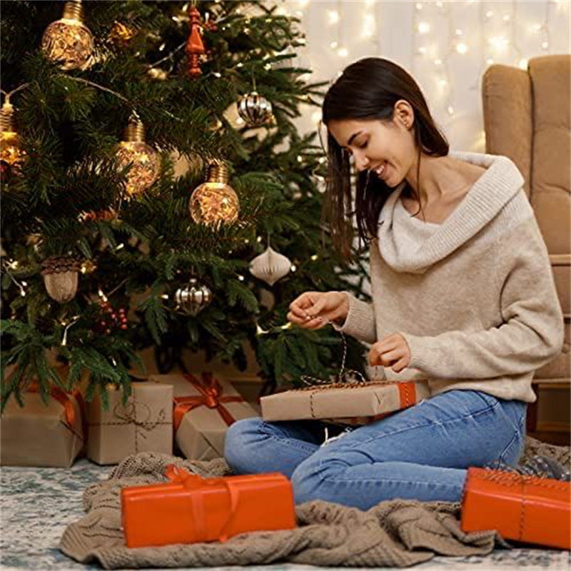 Christmas Gold Foil Globe Bulb LED String Lights, Warm White Fairy Lights for Holiday Xmas Party Indoor Decor
