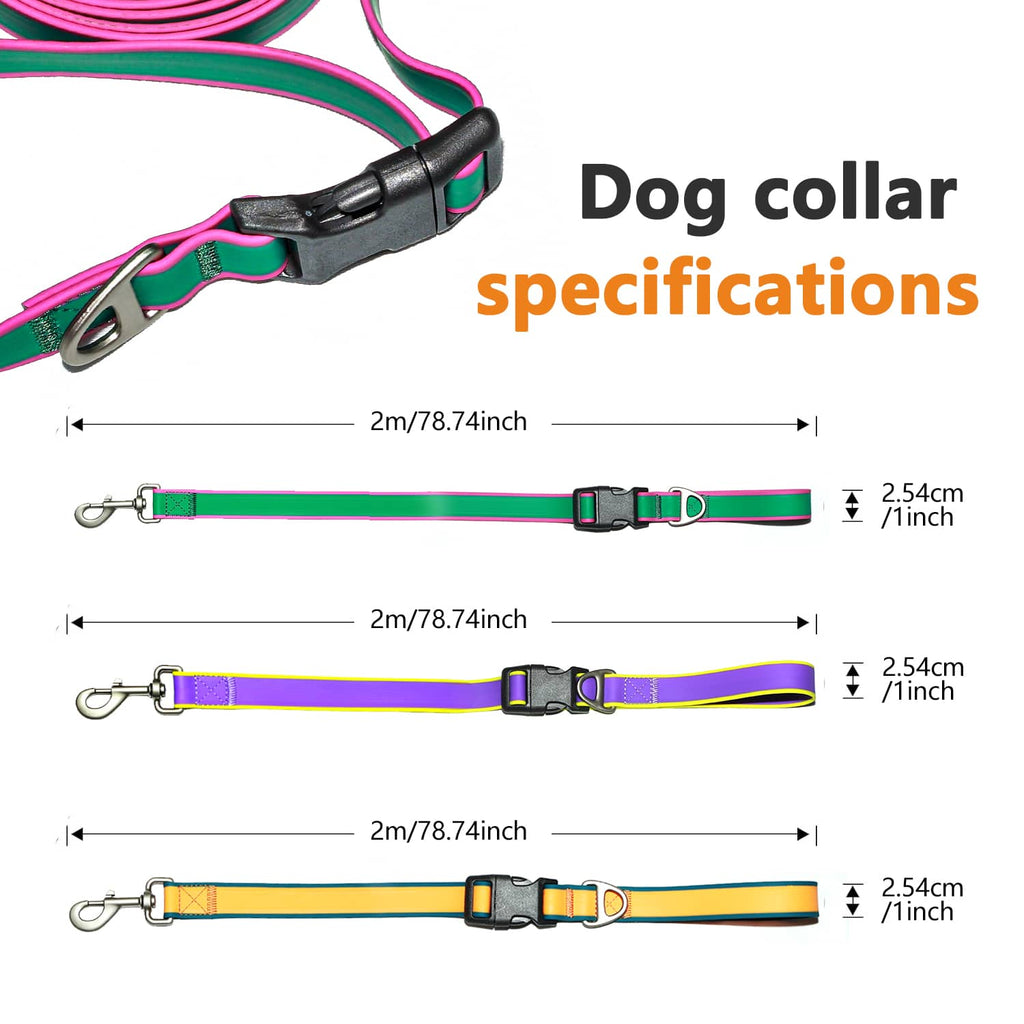 Waterproof PVC Coated Webbing Dog Leash with 360° Swivel Heavy Duty Zinc Buckle, Durable Pet Walking Training Lead for Medium Large Dogs, Multiple Bright Color Options