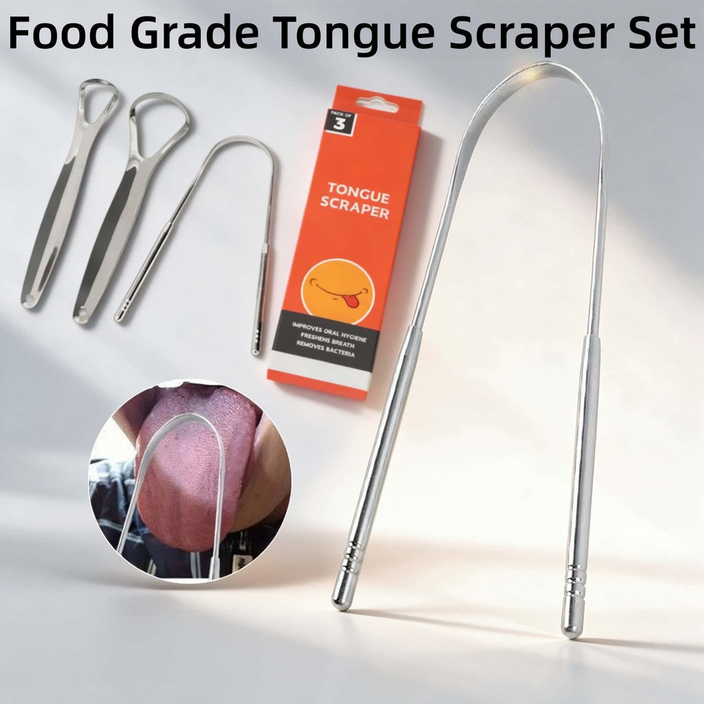 Tongue Scraper for Adults and Kids with Stainless Steel, Metal Tongue Dcraper Brush for Oral Hygiene, Tounge Scrapper Cleaner Reduce Bad Breath(3Pcs)
