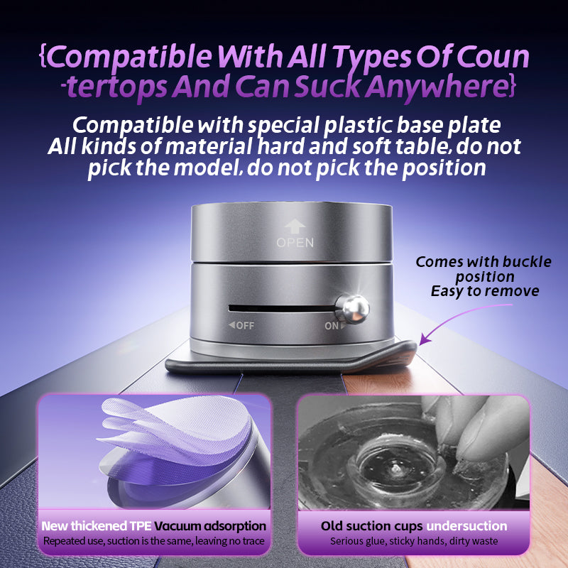 Vacuum Suction, Foldable Magnetic Phone Holder, Suction Pro, Dash Mount, 360 Rotation, Phone Stand for Car Truck, Desk, Gym, Universal Compatibility
