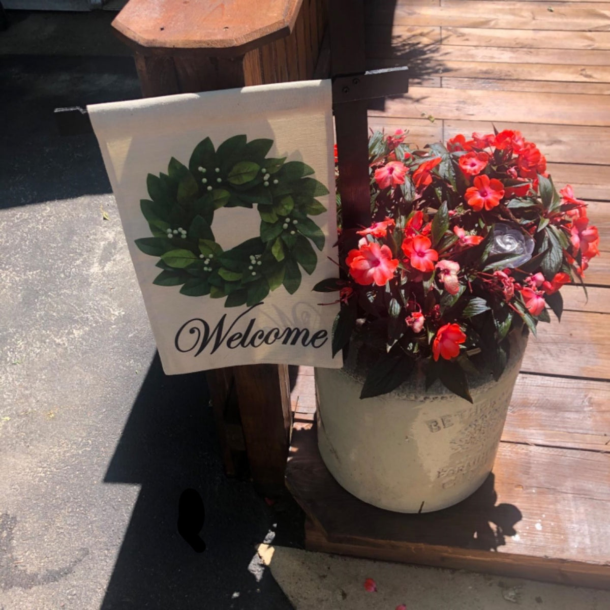 Magnolia Leaves Wreath Welcome Garden Flag, Vertical Double Sided Burlap Small Yard Flag, Farmhouse Spring Summer Seasonal Outdoor Lawn Decor Flag