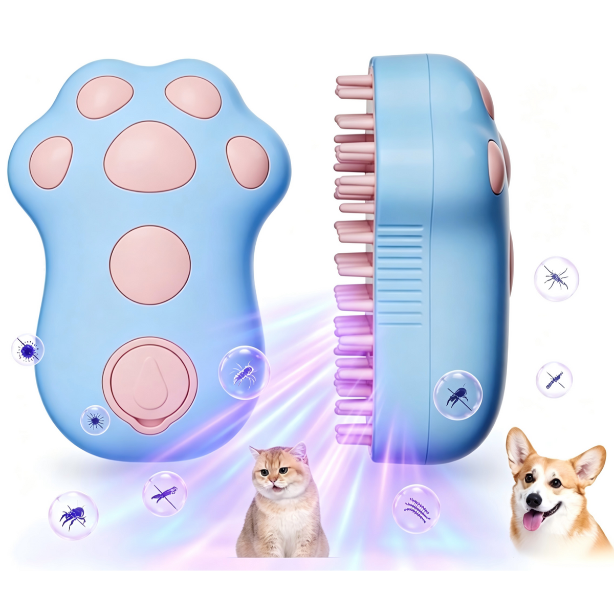 AEELLEEA Pet Grooming Brush for Cats & Dogs, Self Cleaning Hair Removal Comb for Massage, Shedding & Bathing