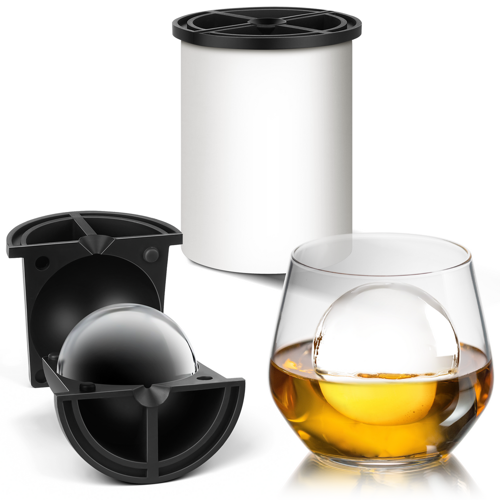Clear Ice Cube Maker, 2.5 Inch Stainless Steel Crystal Large Clear Ice Ball Maker, Silicone Ice Cube Mold for Cocktails, Drinks & Bourbon, Whiskey Gifts for Men, Metal Color