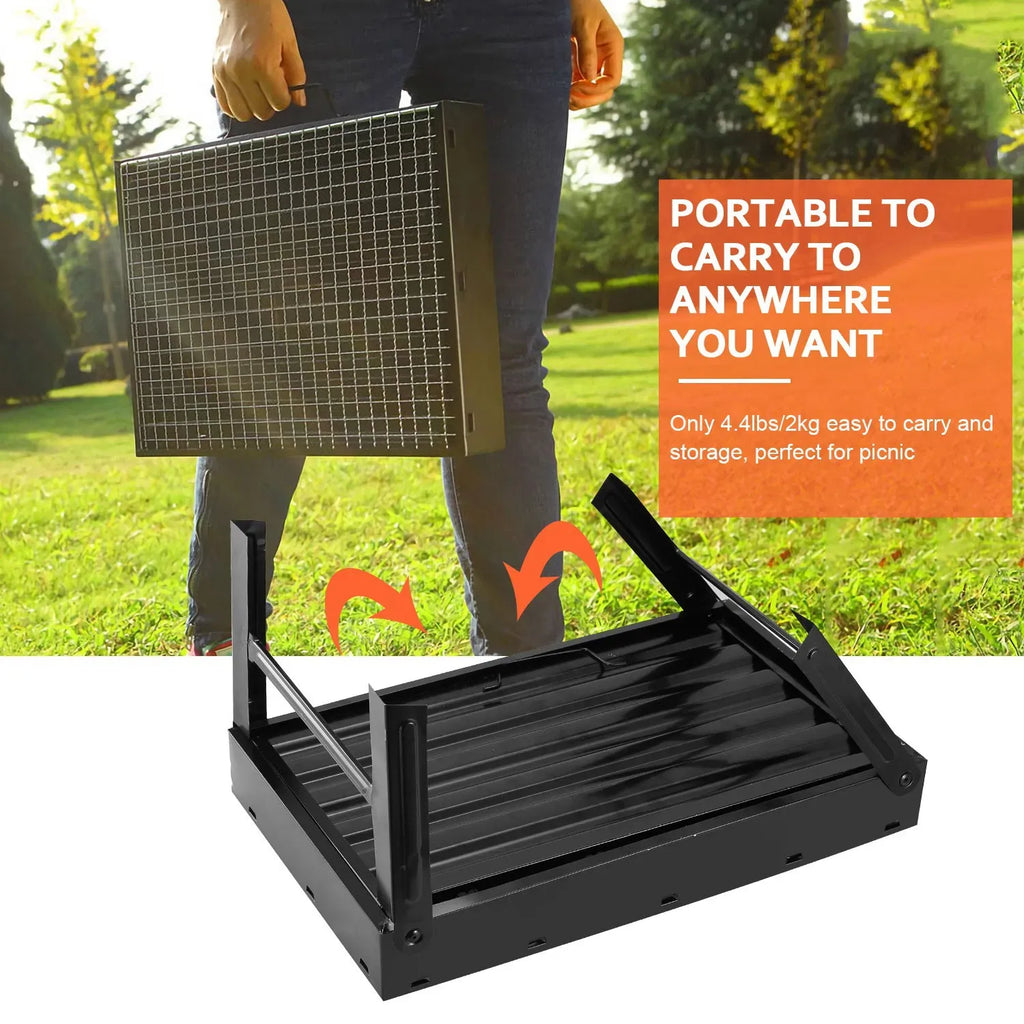 colonsPortable Foldable Charcoal BBQ Grill, 17" Outdoor Charcoal Grill with Wire Mesh, Easy Setup Tabletop Camping Grill for Patio, Picnic, Backyard, Travel, Black