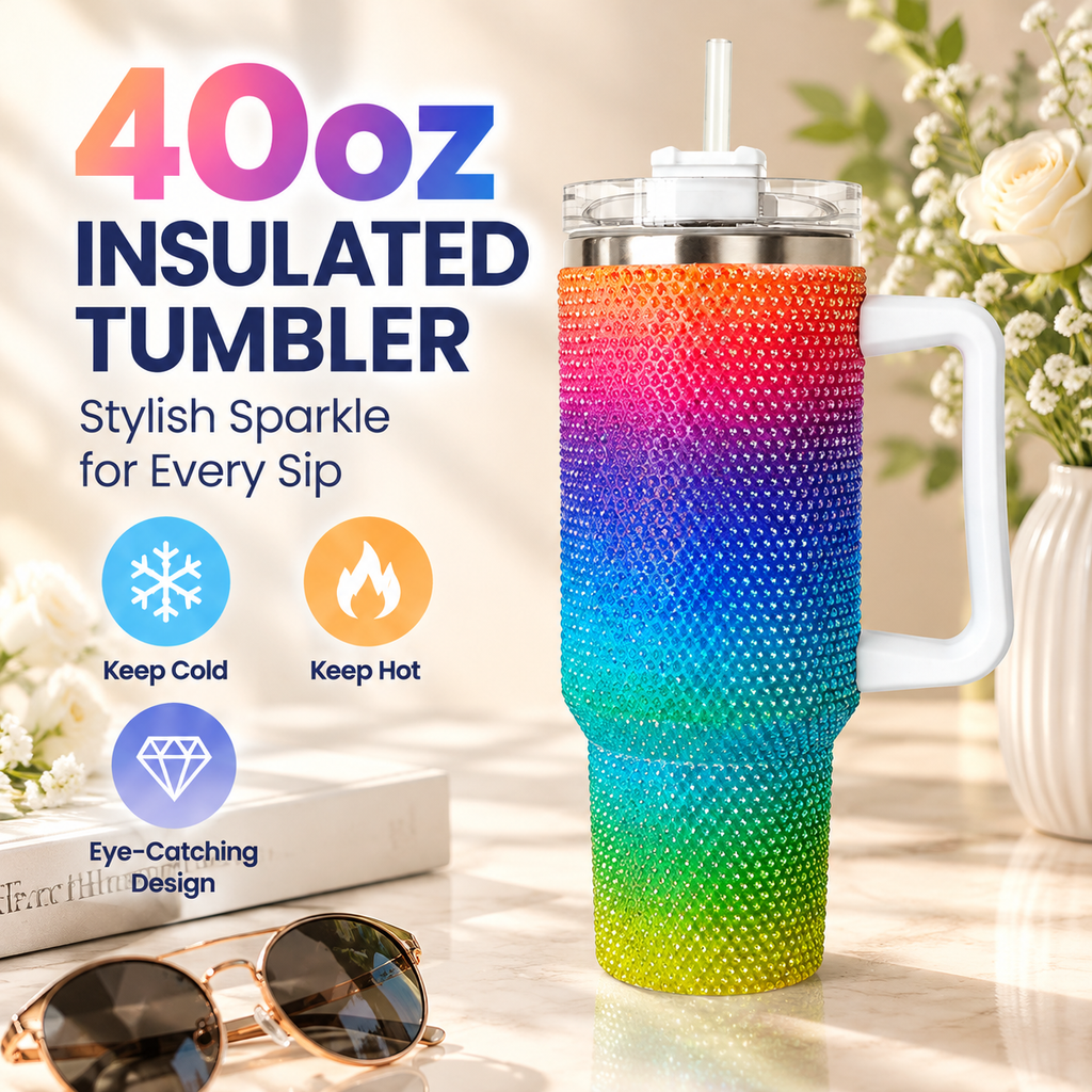 40oz Insulated Tumbler with Lid and Straw, Reusable Travel Cup for Hot and Cold Drinks, Colorful Drinkware for Home, Office and Travel