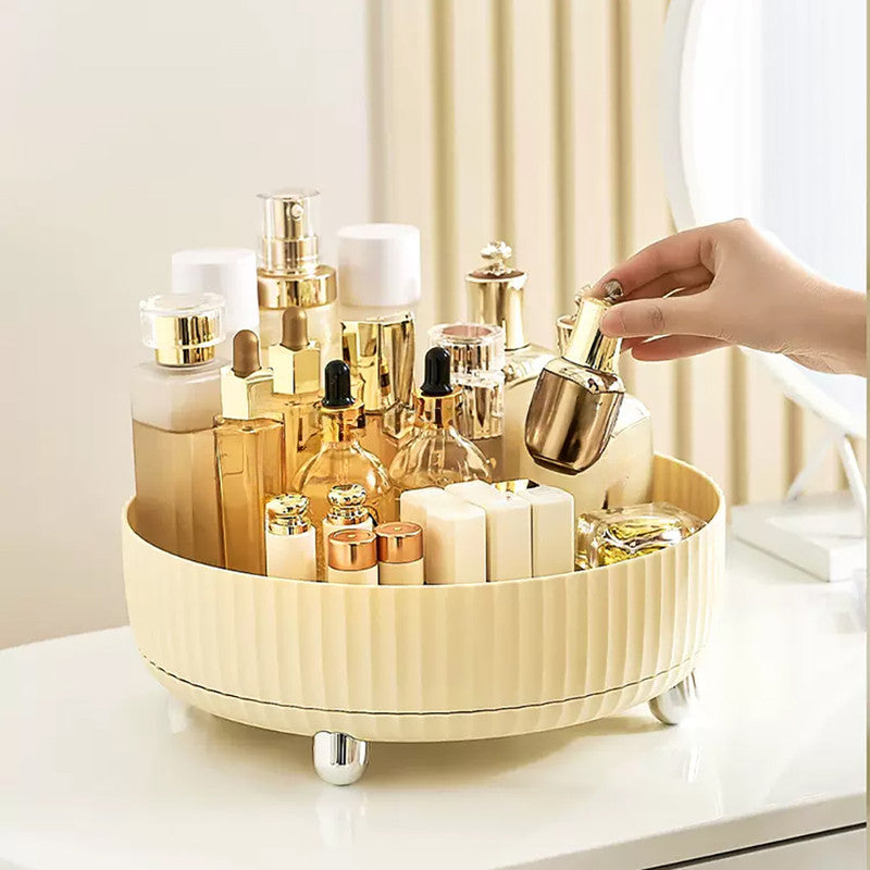 360 Degree Rotating Makeup Organizer Tray, Lazy Susan Perfume and Skincare Storage Organizer for Vanity, Dresser and Bathroom Countertop-cream