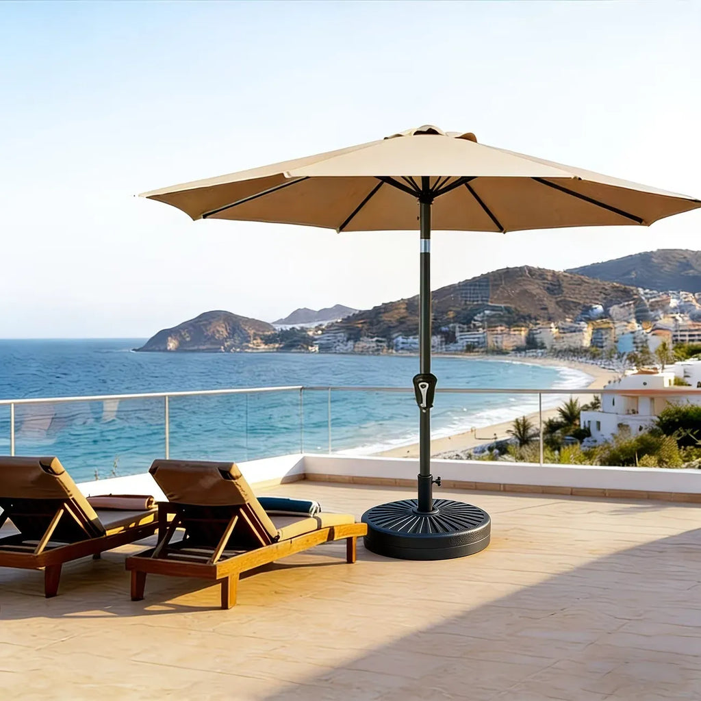 10ft Patio Umbrella with Base, Outdoor Market Umbrella, Tilt & Crank, UPF 50+ Sun Protection for Patio, Pool, Deck & Beach
