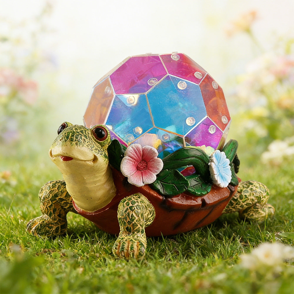 Outdoor Garden Decor Tortoise Statue with Warm White Accent Light, Decorative Landscape Ornament for Garden, Patio & Pathway