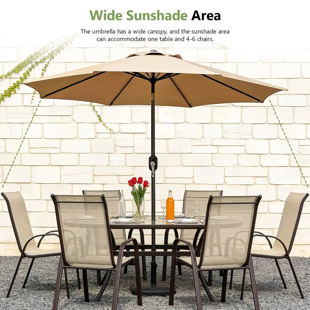 10ft Patio Umbrella with Base, Outdoor Market Umbrella, Tilt & Crank, UPF 50+ Sun Protection for Patio, Pool, Deck & Beach