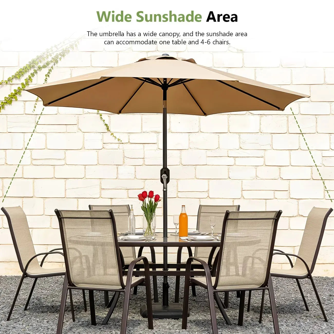 10ft Patio Umbrella with Base, Outdoor Market Umbrella, Tilt & Crank, UPF 50+ Sun Protection for Patio, Pool, Deck & Beach