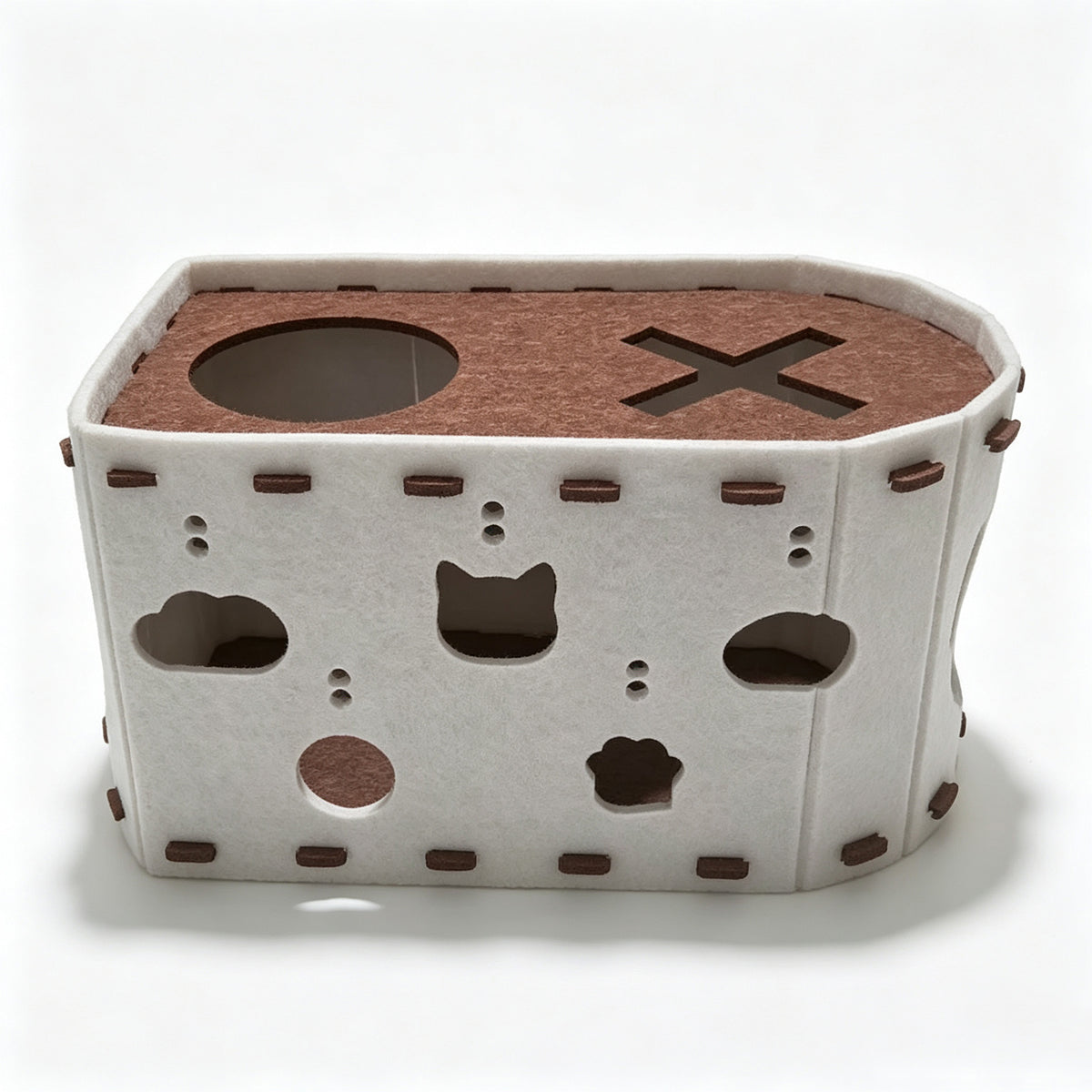 Felt Cat Scratching House, Detachable Cat Tunnel Bed with Pom-Pom Toys, Indoor Cat Cave for Climbing, Play & Sleeping