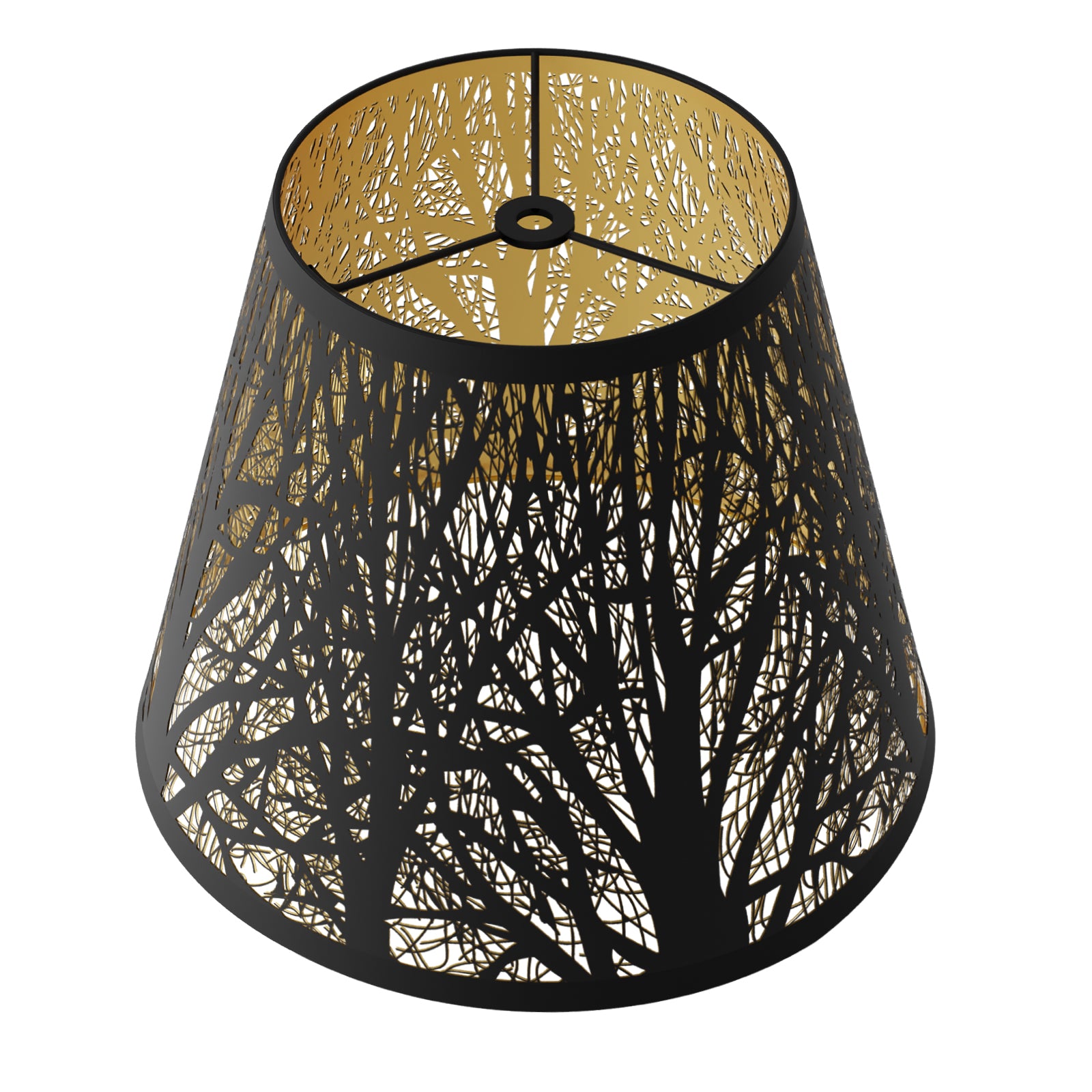 Small Lamp Shade, ALUCSET Barrel Metal Lampshade with Pattern of Trees for Table Lamp and Floor Light, Top 6in X Bottom 10in X Height 7.5in, Spider